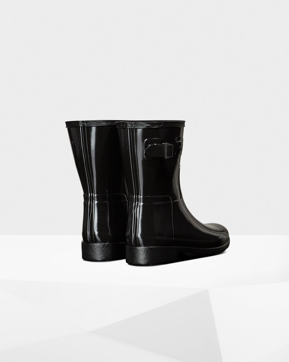 Galochas Curtas Hunter Feminina Pretas - Refined Slim Fit Gloss - 68LNMIQXU